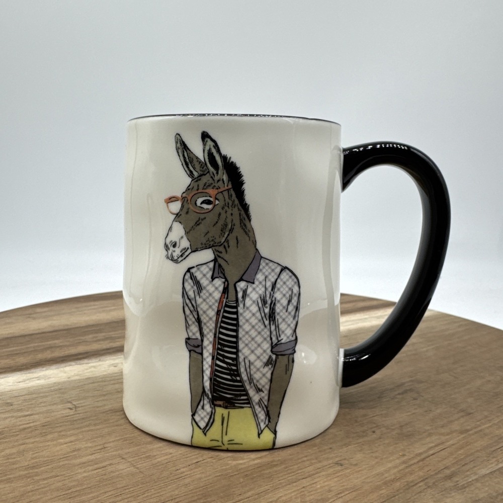 Signature Housewares Hipster Donkey‎ Coffee Mug Retro Cool Anthropomorphic EUC